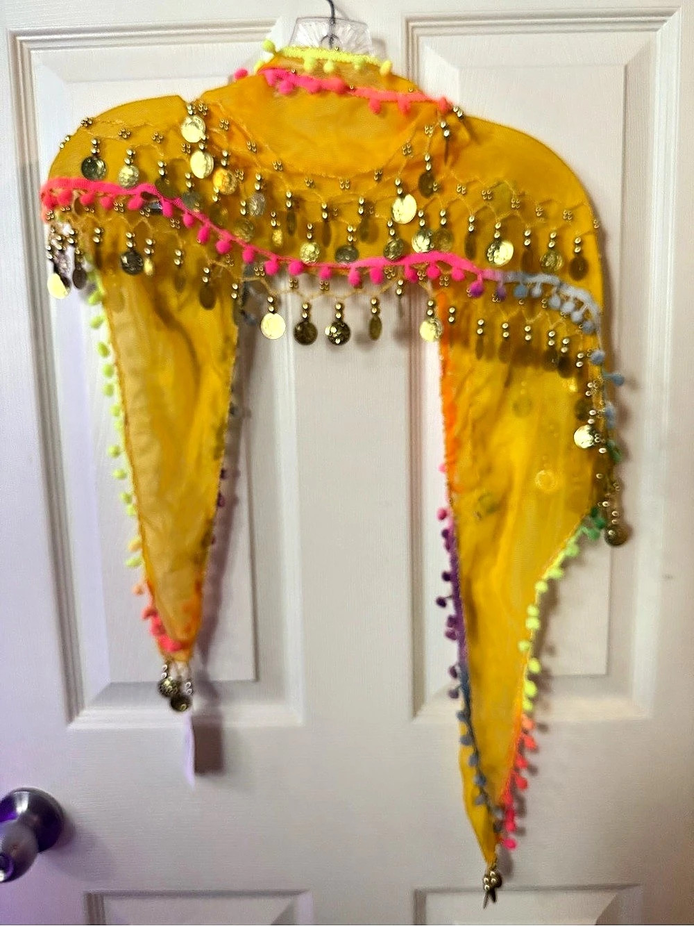 Embellished Yellow & Pink Scarf Wrap